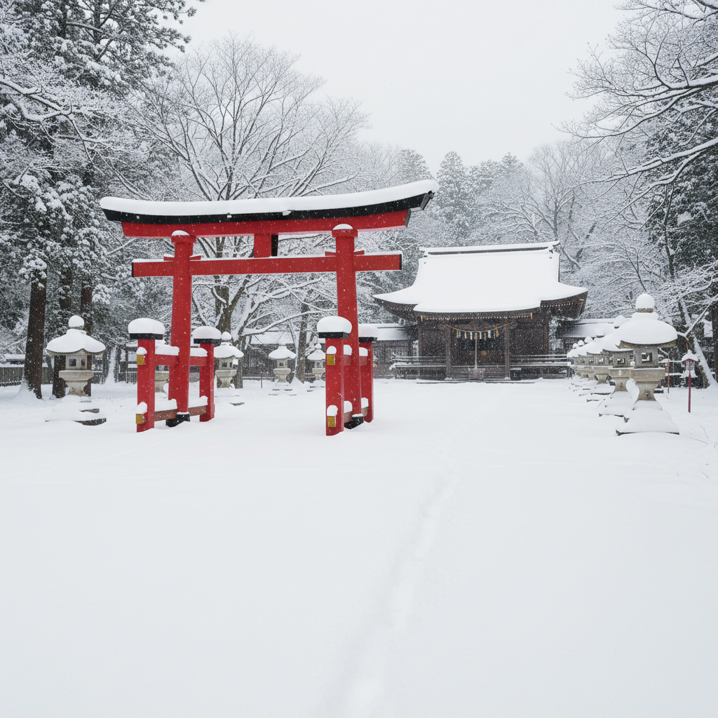 雪の神社